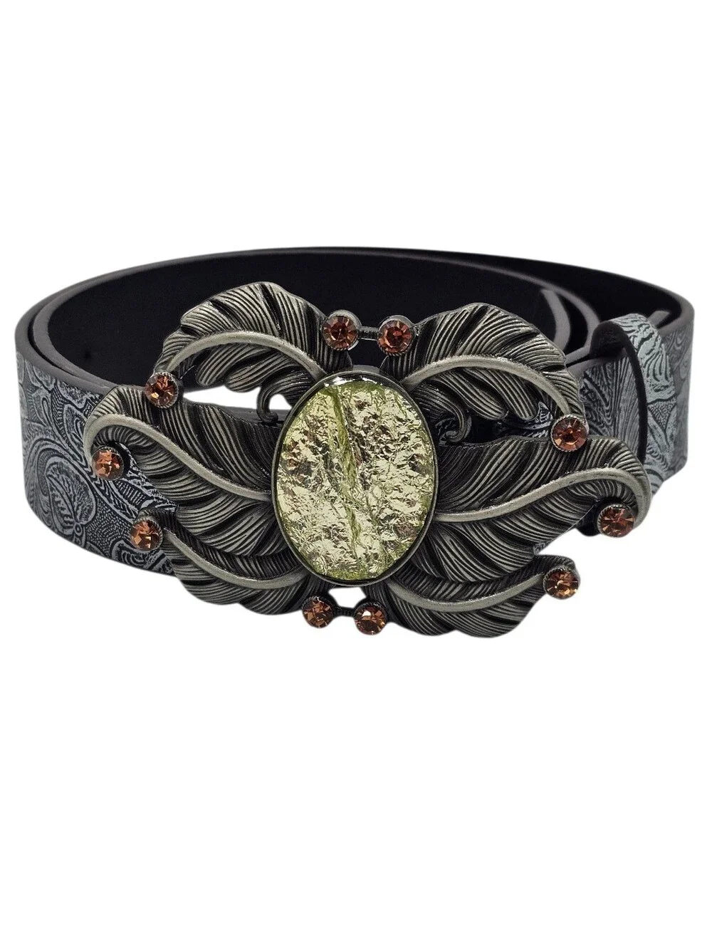 Women's Antique Silver Tone Bohemian Leaf Belt